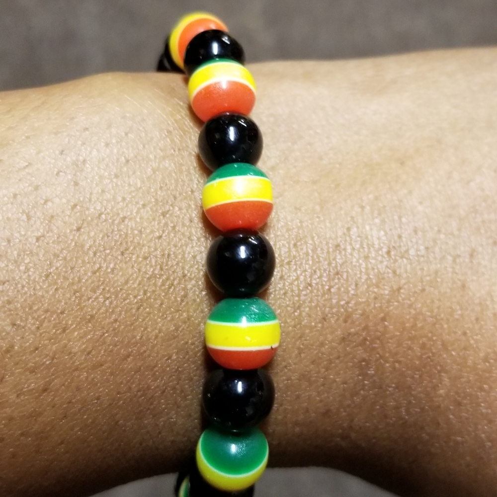 African Rasta  Handmade Round Beaded Bracelet